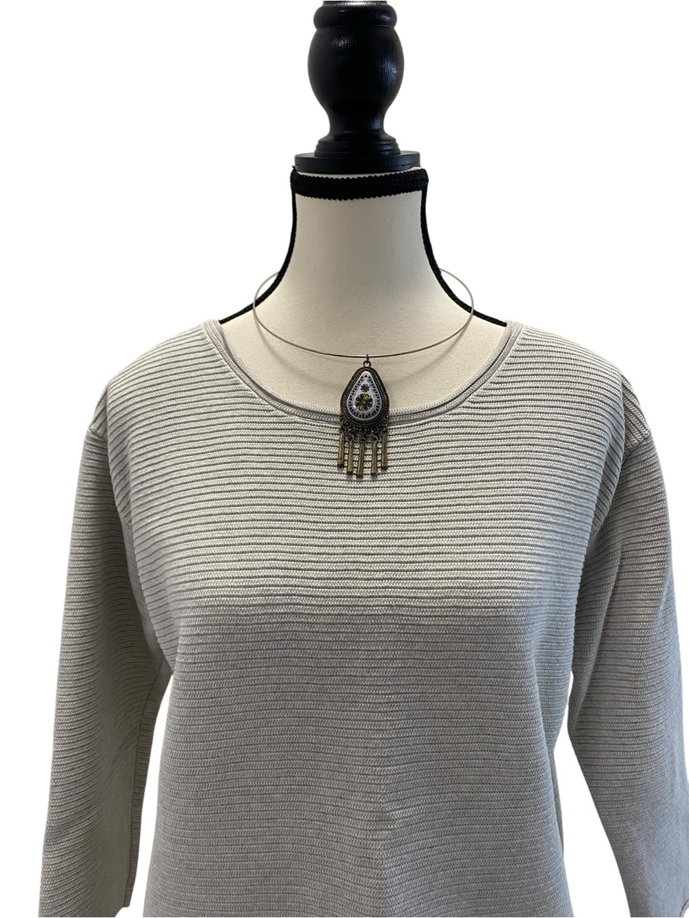 Wilfred Ribbed Crewneck Sweater in Light Taupe silk cotton cashmere size S